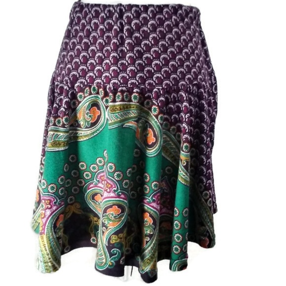 Funky People Dresses & Skirts - Funky People Purple Green Flare Circle Mini Skirt